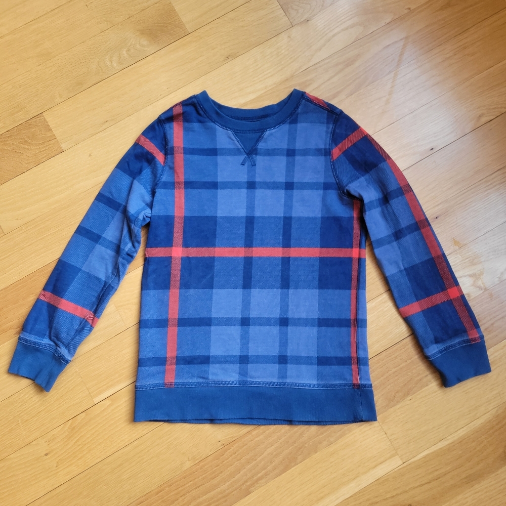 Tea Collection Boys Plaid Popover Sweatshirt Size 10